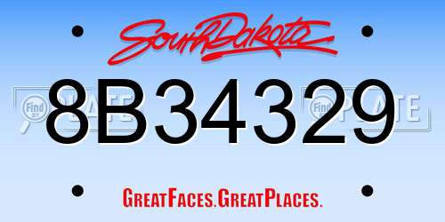 8B34329 South Dakota License Plate