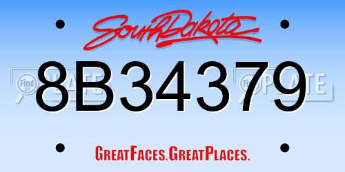 8B34379 South Dakota License Plate