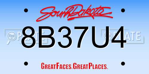 8B37U4 South Dakota License Plate
