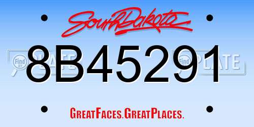 8B45291 South Dakota License Plate