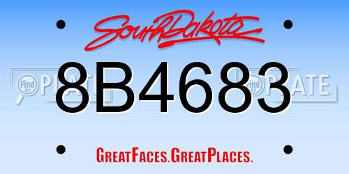 8B4683 South Dakota License Plate