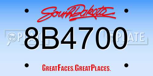 8B4700 South Dakota License Plate