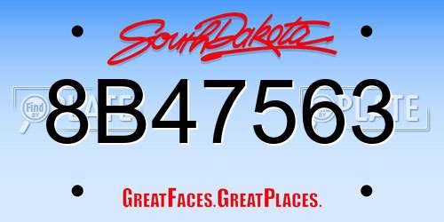 8B47563 South Dakota License Plate