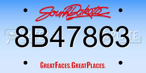 8B47863 South Dakota License Plate
