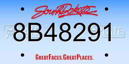 8B48291 South Dakota License Plate
