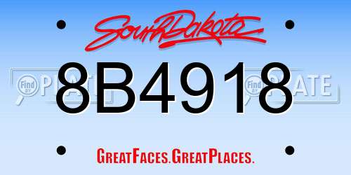 8B4918 South Dakota License Plate