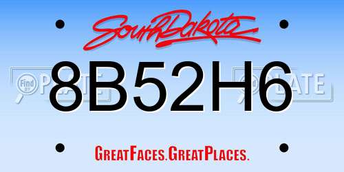 8B52H6 South Dakota License Plate