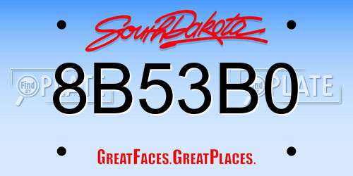8B53B0 South Dakota License Plate