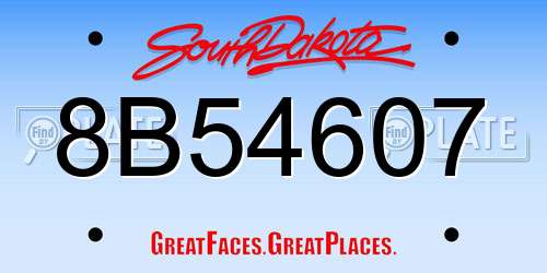 8B54607 South Dakota License Plate