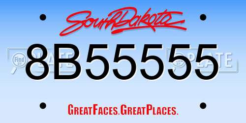 8B55555 South Dakota License Plate