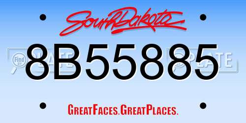 8B55885 South Dakota License Plate