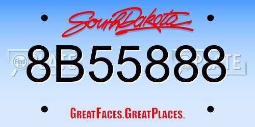 8B55888 South Dakota License Plate