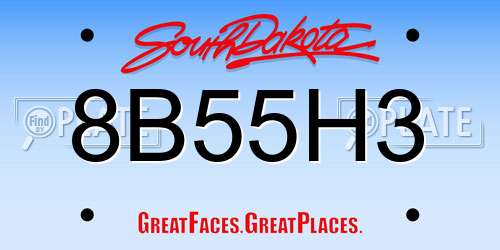 8B55H3 South Dakota License Plate