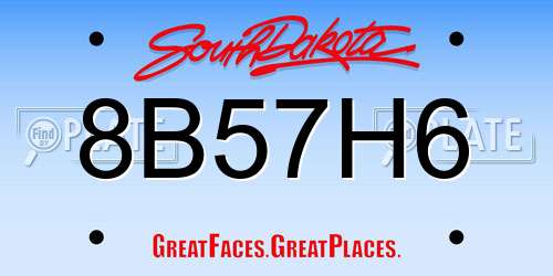 8B57H6 South Dakota License Plate