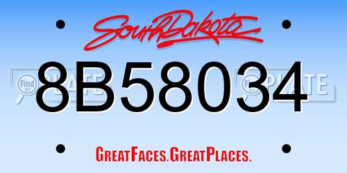 8B58034 South Dakota License Plate