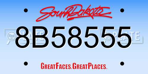 8B58555 South Dakota License Plate