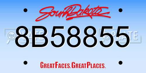 8B58855 South Dakota License Plate
