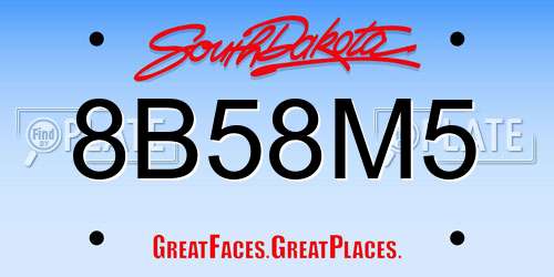 8B58M5 South Dakota License Plate