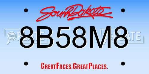 8B58M8 South Dakota License Plate