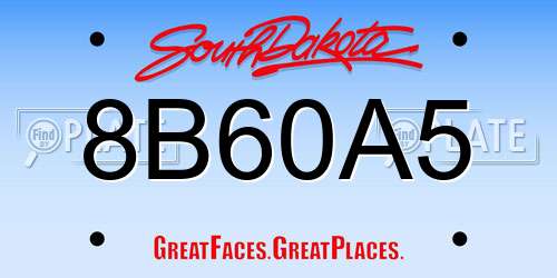 8B60A5 South Dakota License Plate
