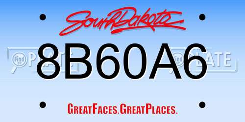 8B60A6 South Dakota License Plate