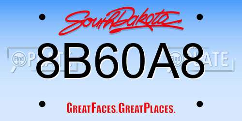 8B60A8 South Dakota License Plate