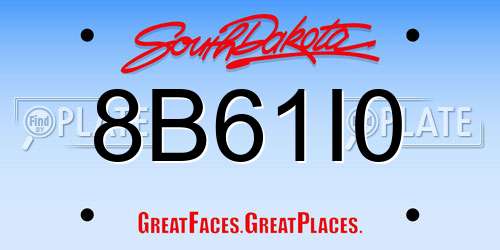 8B61I0 South Dakota License Plate