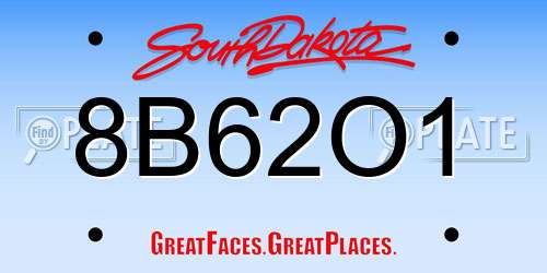 8B62O1 South Dakota License Plate