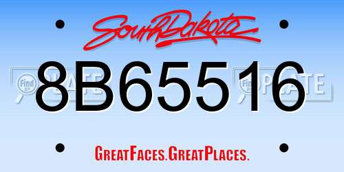8B65516 South Dakota License Plate