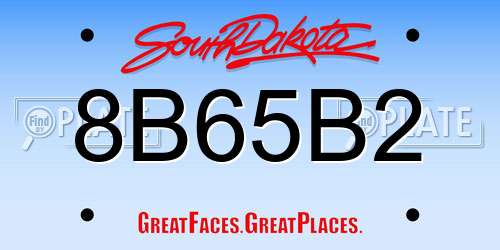 8B65B2 South Dakota License Plate