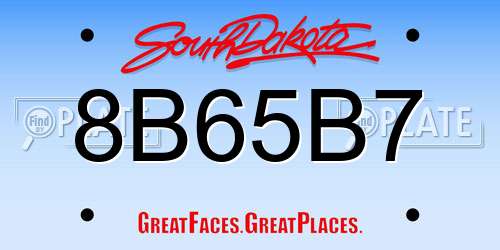 8B65B7 South Dakota License Plate