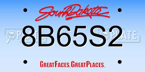 8B65S2 South Dakota License Plate