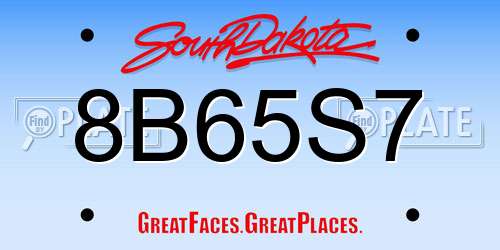 8B65S7 South Dakota License Plate