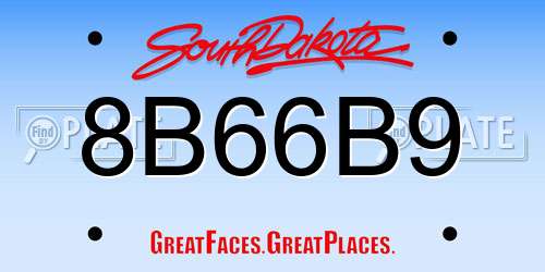 8B66B9 South Dakota License Plate