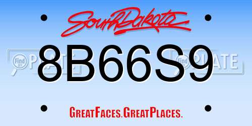 8B66S9 South Dakota License Plate