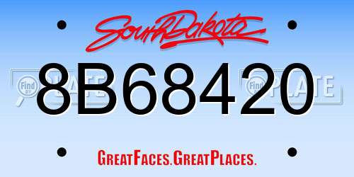 8B68420 South Dakota License Plate