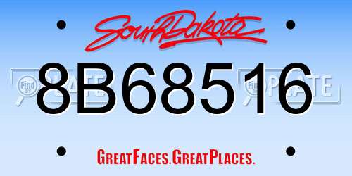 8B68516 South Dakota License Plate