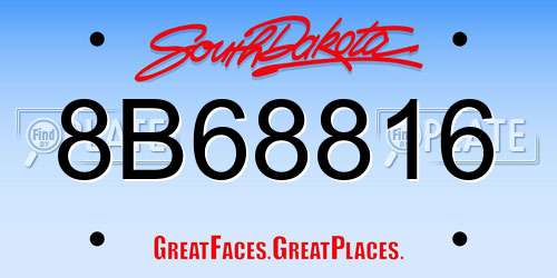8B68816 South Dakota License Plate