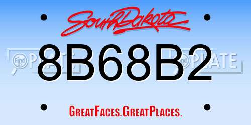 8B68B2 South Dakota License Plate