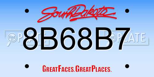 8B68B7 South Dakota License Plate