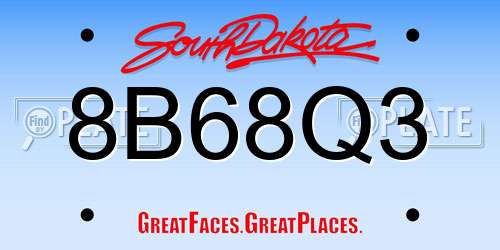 8B68Q3 South Dakota License Plate