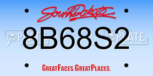 8B68S2 South Dakota License Plate