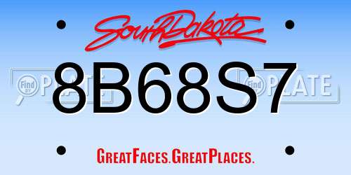 8B68S7 South Dakota License Plate