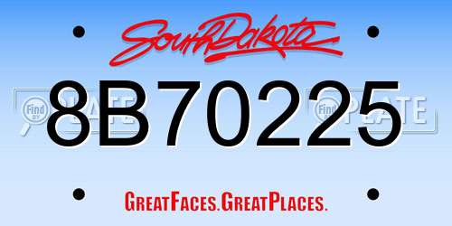 8B70225 South Dakota License Plate