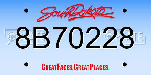 8B70228 South Dakota License Plate