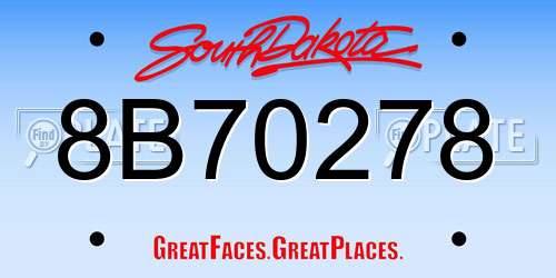 8B70278 South Dakota License Plate