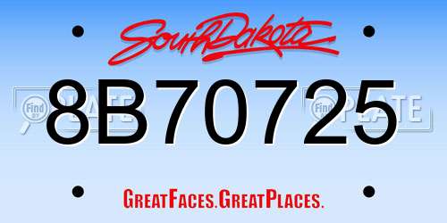 8B70725 South Dakota License Plate