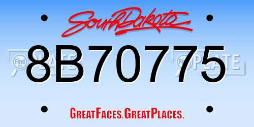 8B70775 South Dakota License Plate