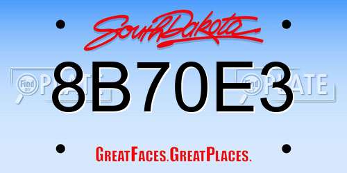 8B70E3 South Dakota License Plate