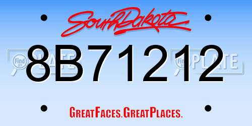 8B71212 South Dakota License Plate